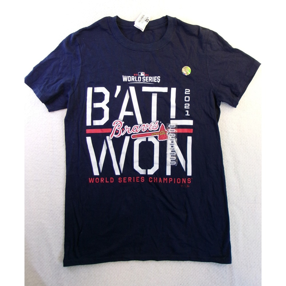 Atlanta Braves 2021 World Series Champions‎ Shirt Mens Small Navy New With Tags